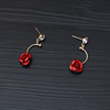 Fashionable red chain for key bag  for bride, necklace and earrings, set, decorations, evening dress, accessory, wholesale