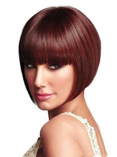 Bob Hair Wigs Perruques Bob Hair Pelucas De Cabello Bob Wine red rose net European womens personality full bangs hair Pelucas headgear