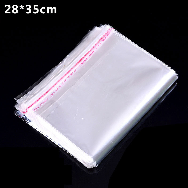 现货opp袋不干胶自粘袋透明塑料袋28*35衣服包装袋加厚密封收纳袋