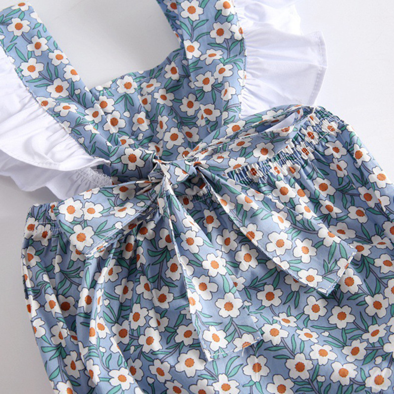 Title 10, Floral Contrast Color Flounced Sleeve One-piece...