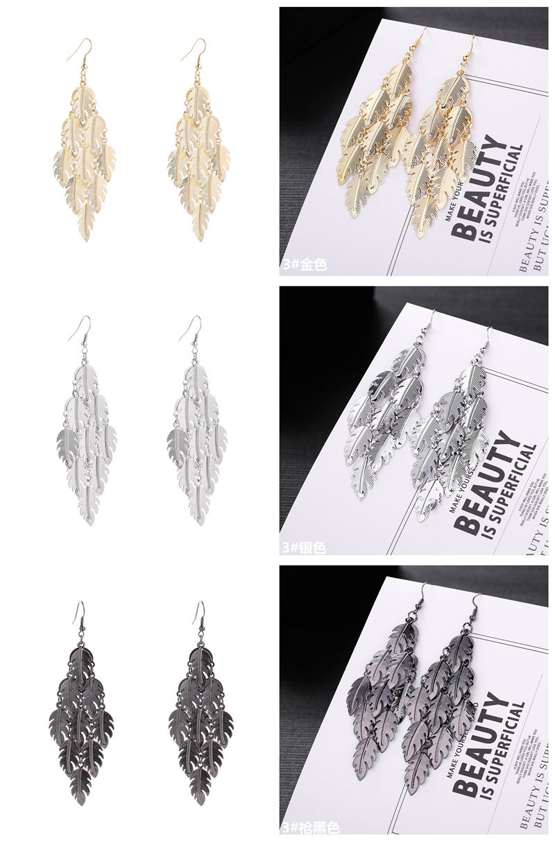 Fashion Leaf Metal Plating Womenu0027S Drop Earrings 1 Pair