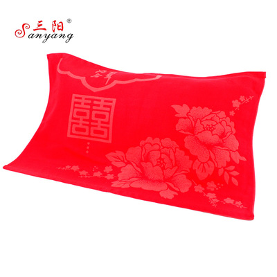 Manufactor wholesale Gauze Pillowcase Single Jacquard Pillowcase lovers Wedding celebration bright red Pillowcase gift