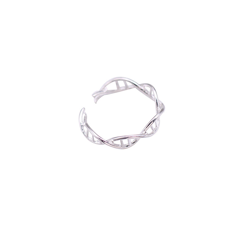 Japanese And Korean DNARotating Ring Creative Double Spiral Ring Geometric Versatile Simple Retro Open Female Ring