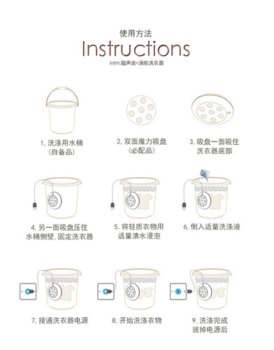 Mini Turbine Washing Machine, Travel Portable Employee Dormitory Ultrasonic Cleaner, Home Mini Washing Machine