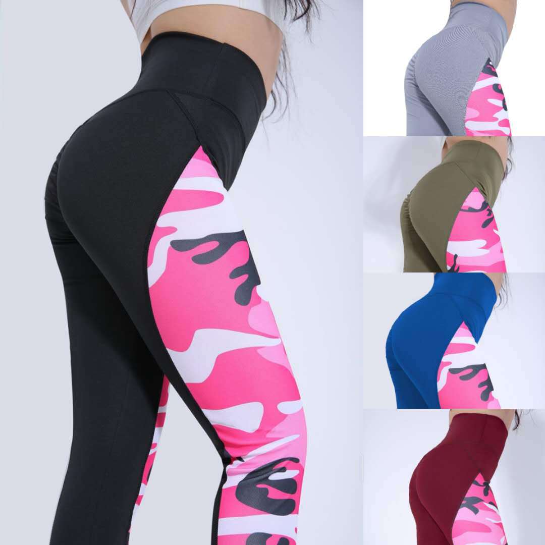 2019 new pattern Cross border Yoga Pants Europe and America Best Sellers Camouflage splicing Cobweb Mosaic Paige Hip Self cultivation