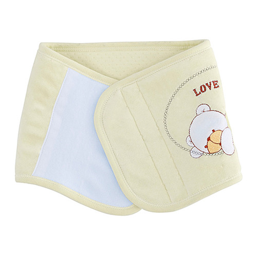 Cartoon Embroidered Stomach Belt for Newborns and Infants, Thicker Protective Waistcoat for Baby with Bear Design