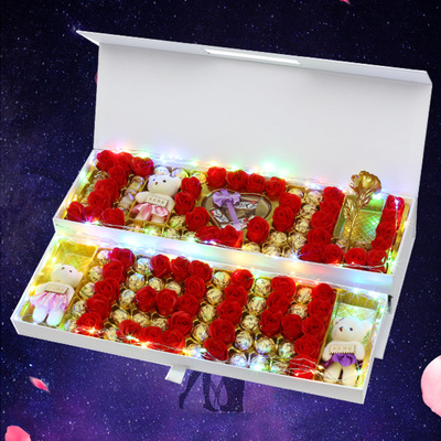 Valentine's Day gift Girlfriend Dove chocolate Spend eternity Soap flower 520 high-grade portable Gift box packaging