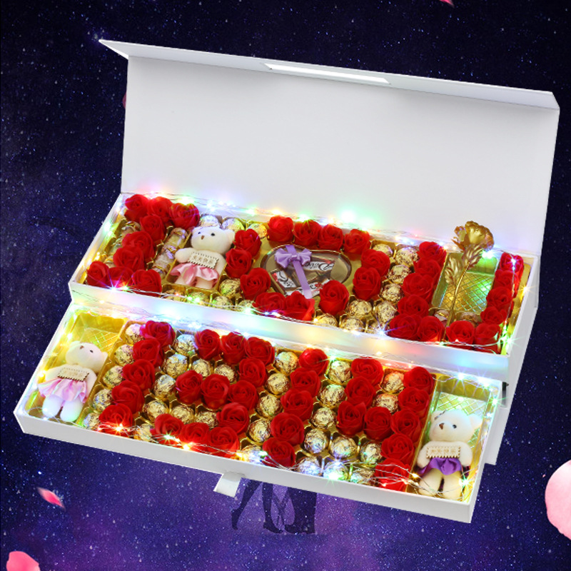 Valentine's Day gift Girlfriend Dove chocolate Spend eternity Soap flower 520 high-grade portable Gift box packaging