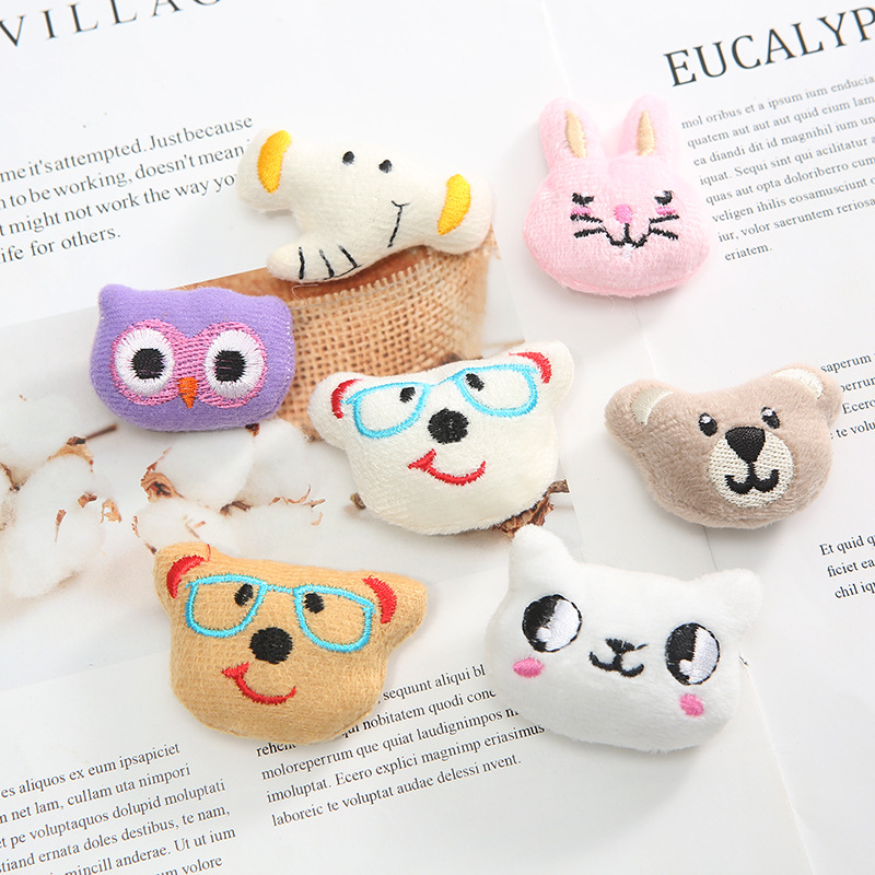 韩版可爱少女服装配饰动物头配件毛绒填充玩具胸针配饰多样可选