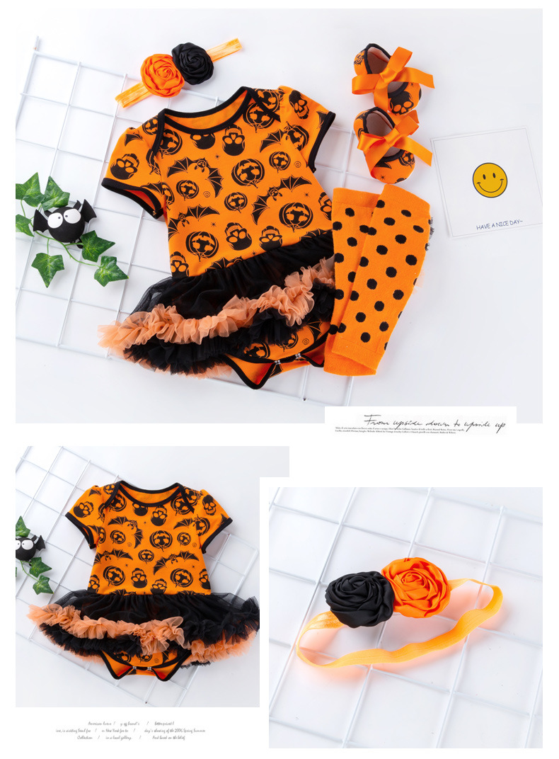 Halloween Cute Pumpkin Cotton Girls Clothing Sets display picture 3