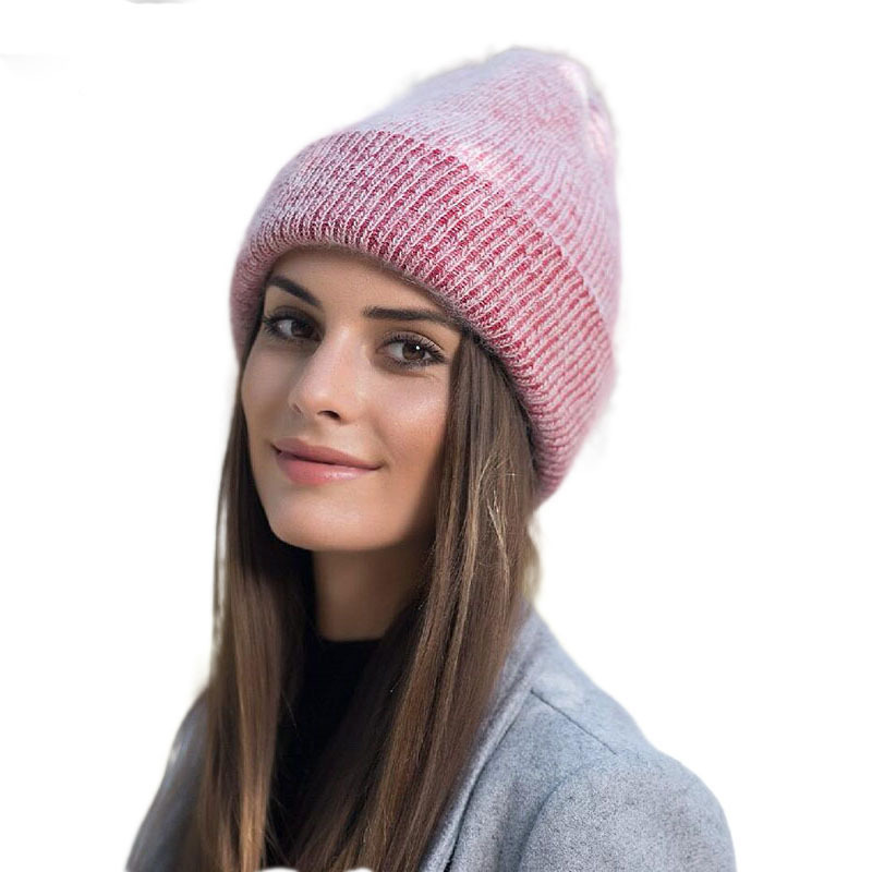 Knitted Beanie Hat For Women Warm Angora Wool Winter Hat Thickened_voghion.com