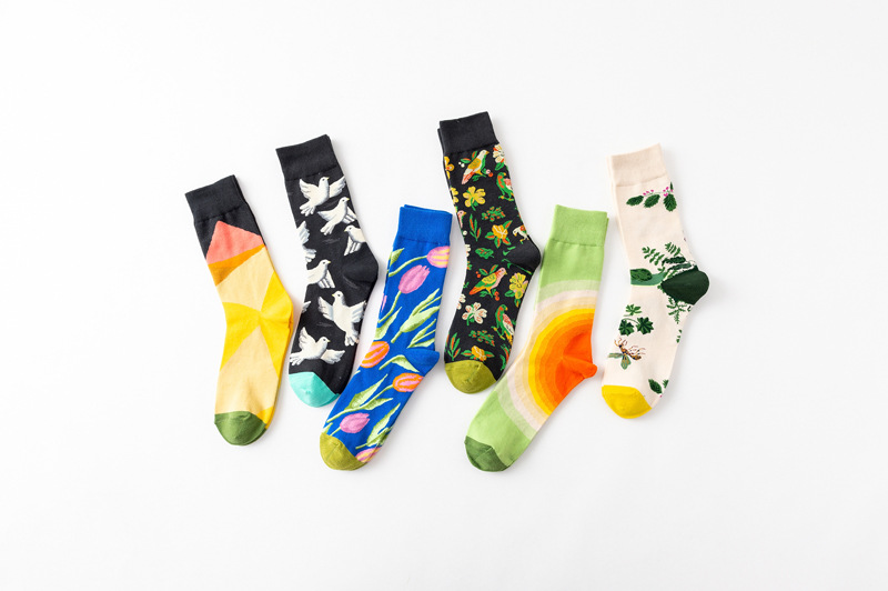 Unisex Streetwear Printing Nylon Cotton Jacquard Crew Socks A Pair display picture 1