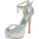 New custom made European and American luxury diamond chain, high heel sandals, silk satin and wedding wedding shoes.