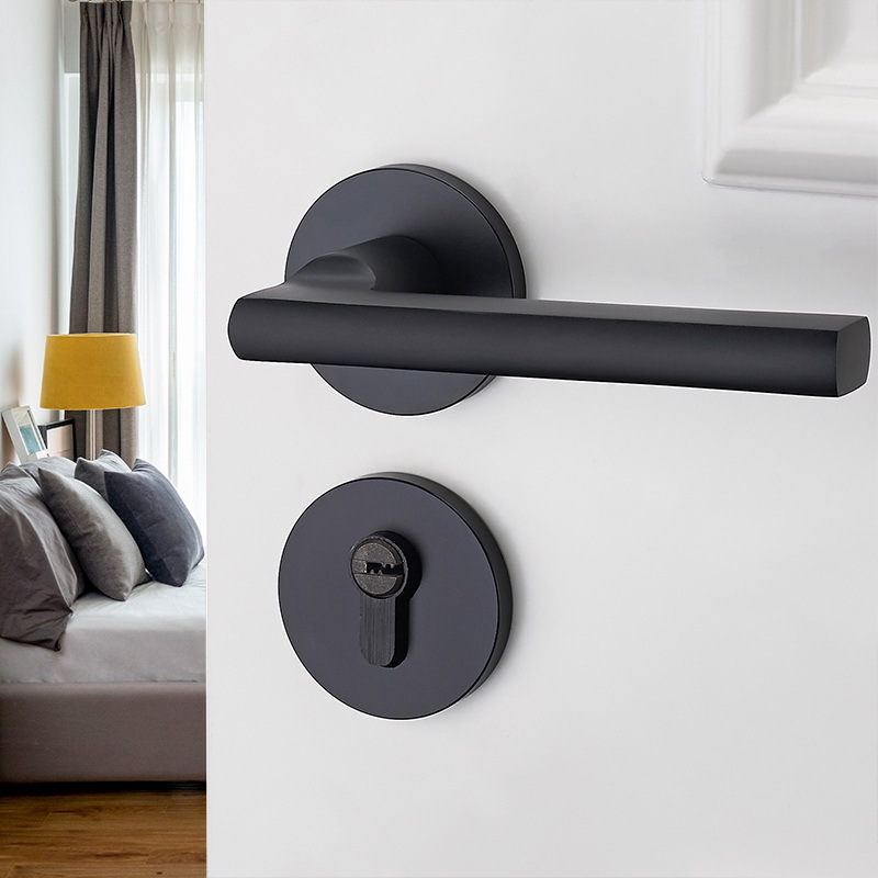 Ingeniería cerradura de la puerta interior dormitorio americano negro baño de madera maciza manija de la puerta del hogar mudo cerradura de la puerta