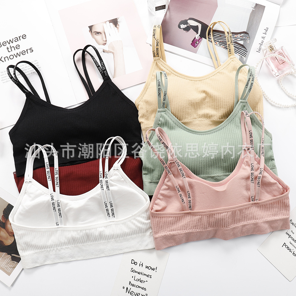 New products Thread Wrap chest Alphabet Shoulder strap Primer Beautiful back Wireless motion girl Underwear *9312