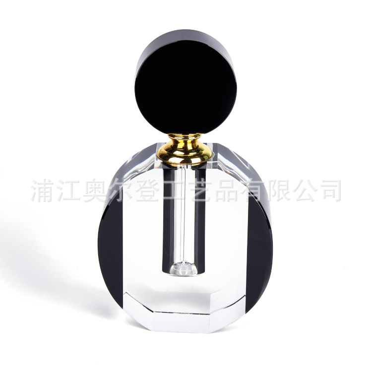 浦江水晶K9黑色圆形20ml阿拉伯中东香薰精油瓶批发男士香水瓶定制详情图1