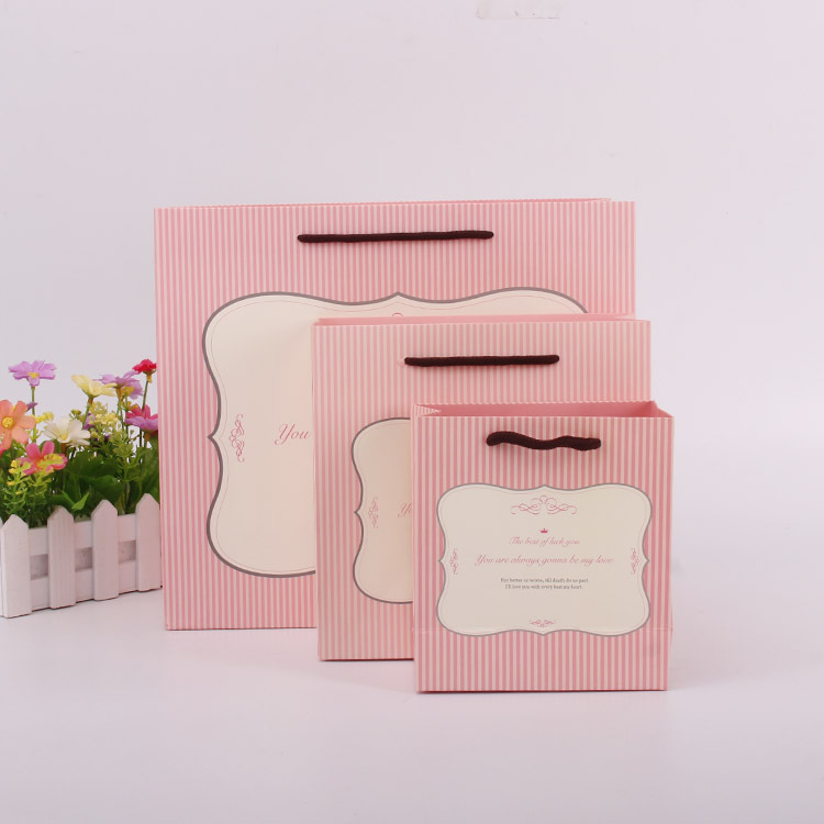 厂家直销情人节首饰包装礼品纸袋 创意方底印花纸袋定制印logo