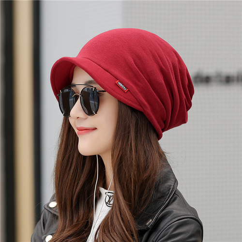 Solid color Korean style peaked cap new hat women's brimmed warm fashion hat multi-functional outdoor cold-proof hat