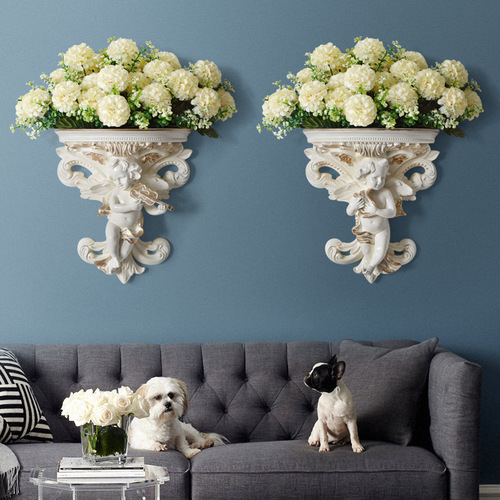Cross-border wholesale European creative angel flowerpot resin wall background wall decoration living room three-dimensional wall accessories