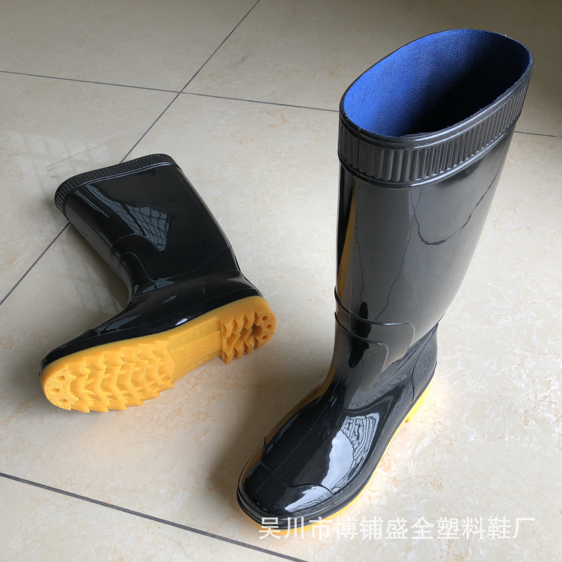 男高筒有布水鞋PVC塑料工作雨鞋水鞋工矿鞋劳保鞋高筒雨靴-阿里巴巴