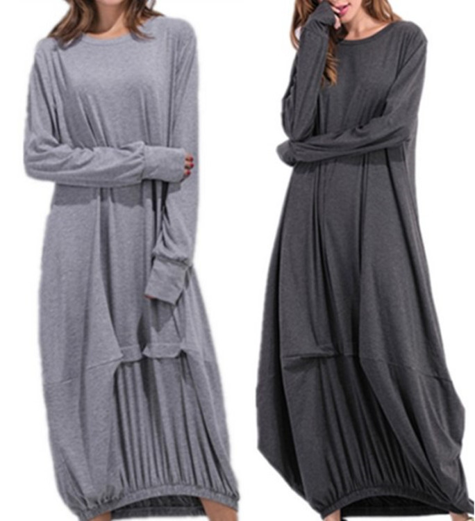 AliExpress Amazon new autumn and winter European and American women's dress long sleeve round neck T-shirt lantern skirt a consignment AliExpress Amazon new autumn and winter European and American women's dress long sleeve round neck T-shirt lantern skirt a consignment