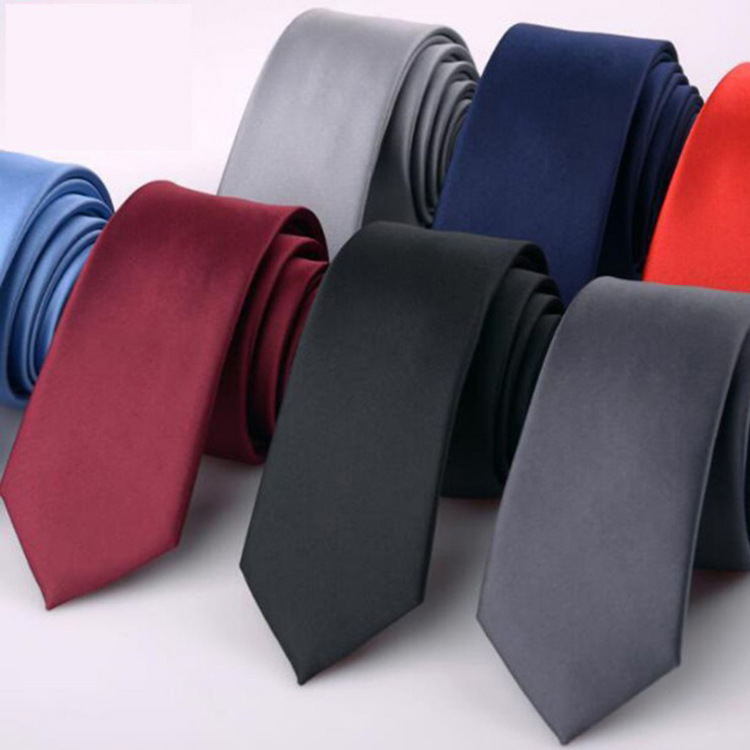 Solid color small tie male Korean versio...