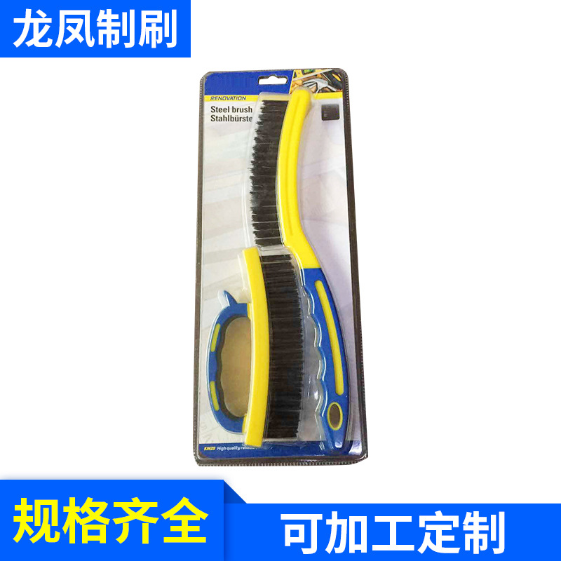 工业除锈钢丝刷批发 不锈钢黑丝钢丝刷 塑料手柄钢刷钢丝清洁刷