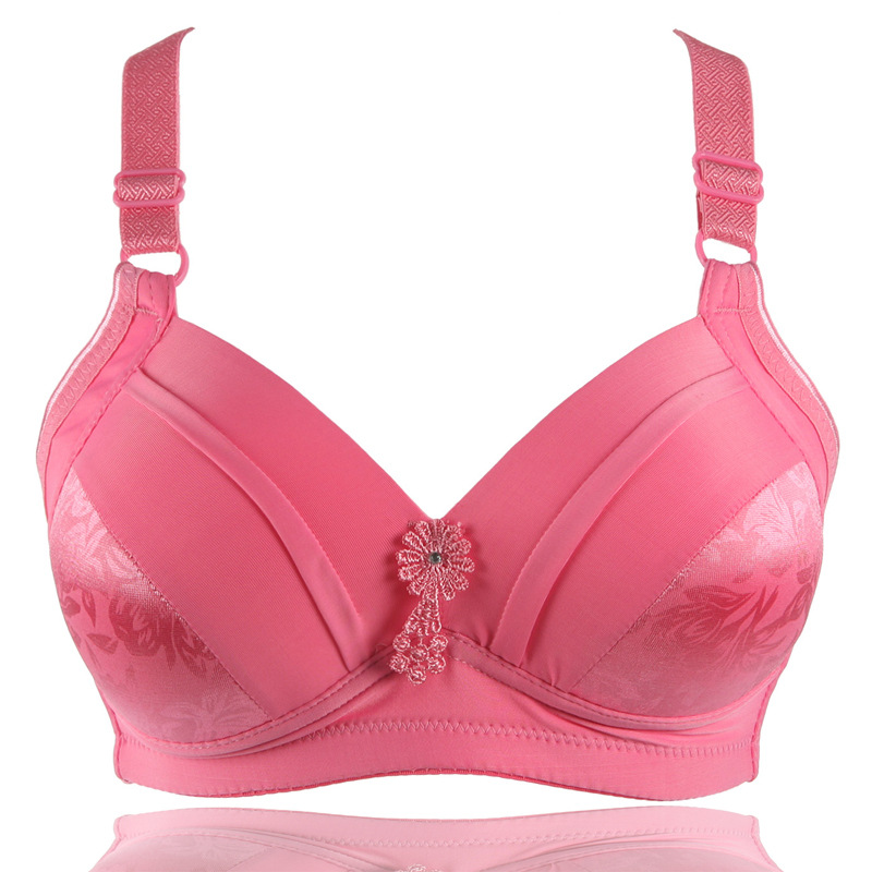 Más tamaño Delgado sujetador inalámbrico push up Algodón puro algodón sin costuras de mediana edad y las madres mayores taza llena ropa interior de las mujeres