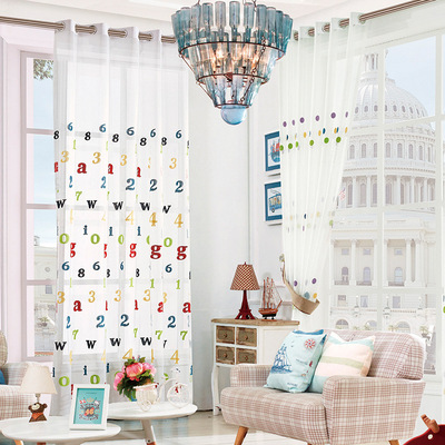 现代简约成品窗帘薄白纱绣花卧室客厅落地飘窗纯白色窗纱帘公主风|ru