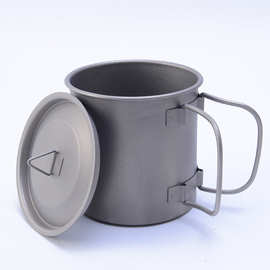 400ML单层钛水杯纯钛杯子户外野营钛杯 纯钛可烧水野营带盖钛杯