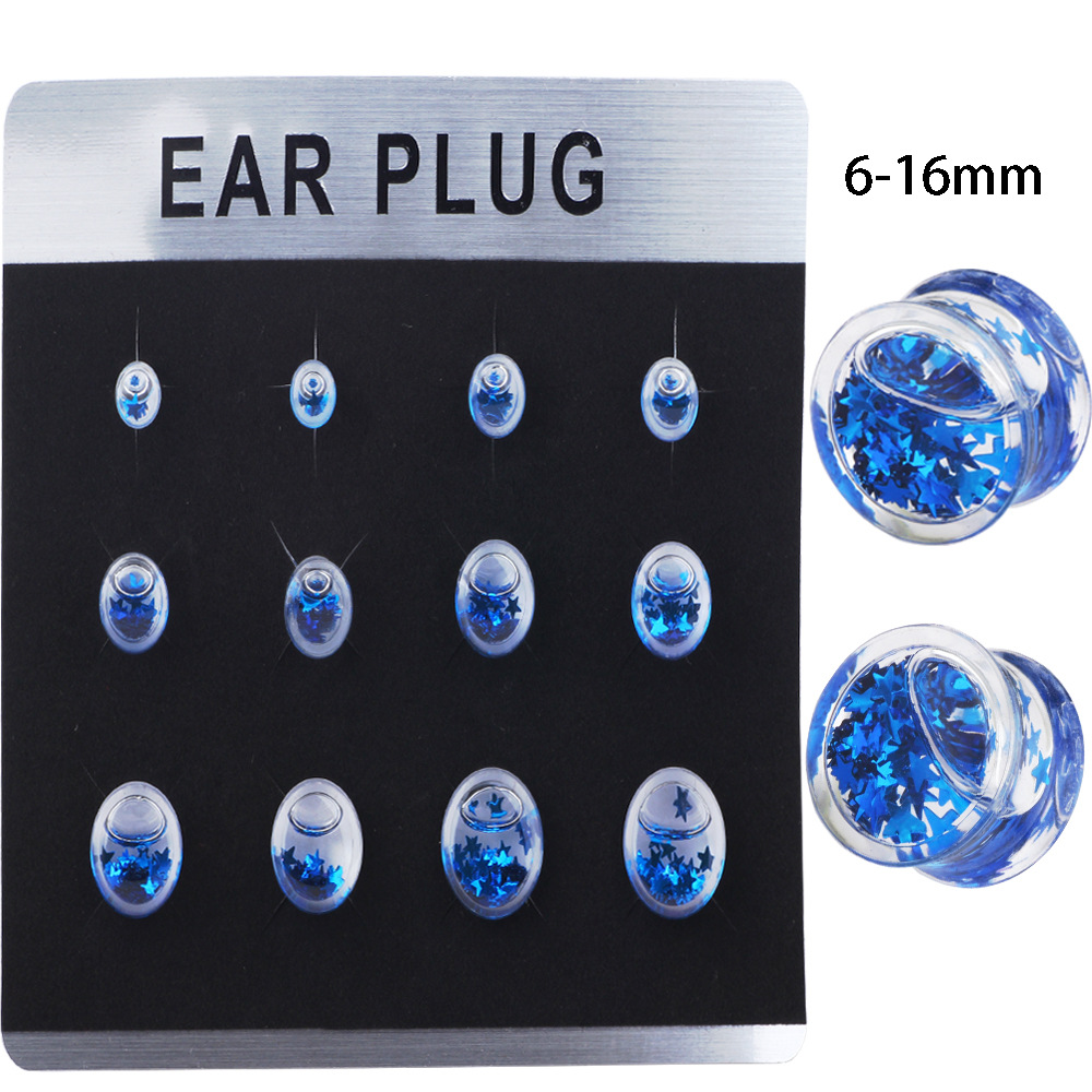 Acrylic Glow Liquid Ear Expander Stretcher 12Pcs Card Pack - Geometric Ear Gauges detail image 10