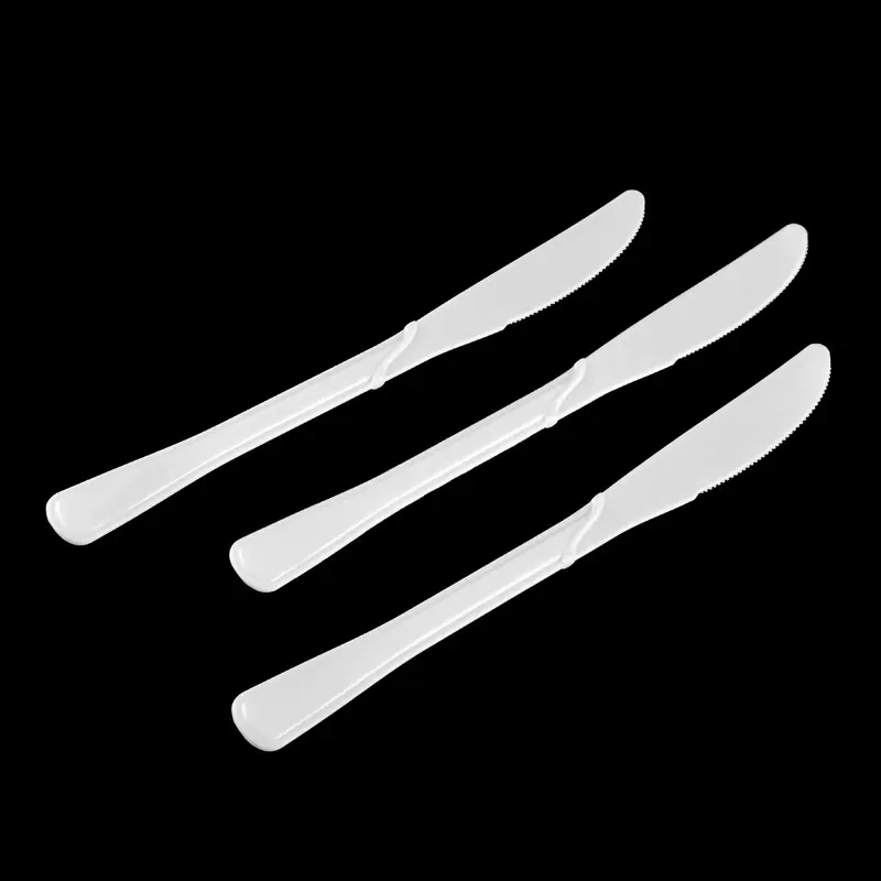 一次性西餐刀叉勺 切面包饼类食品锯齿刀PP加厚塑料刀批发