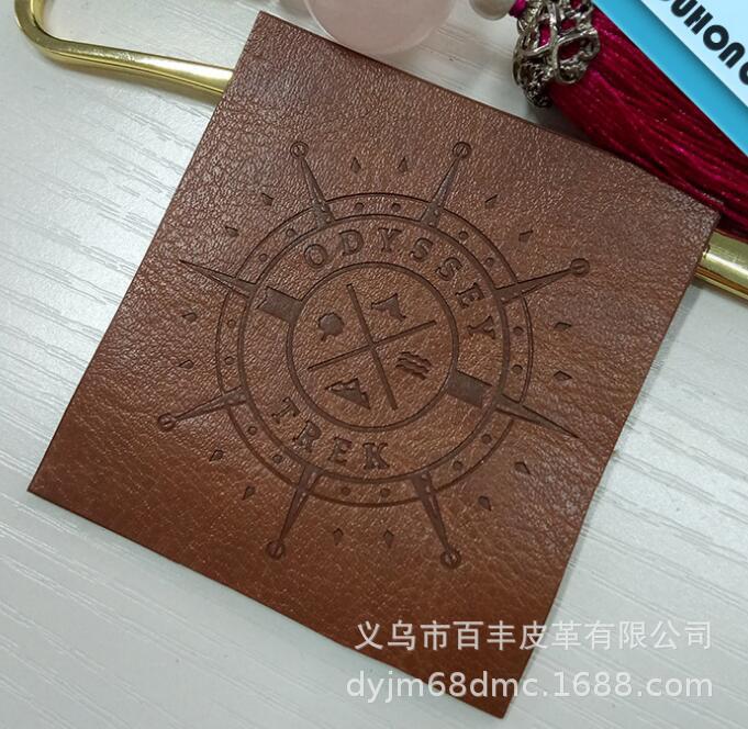 Professional faux leather, heat-pressed color-changing leather, customized leather label design. PU PVC detail image 4