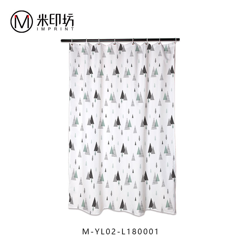 新款创意小清新印花北欧简约时尚涤纶浴室帘子 防水防霉遮光浴帘|ru