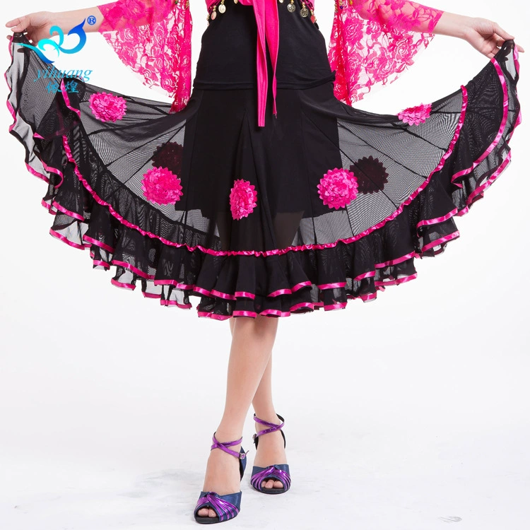 Платье для бальных танцев Танцевальное платье Трехмерное цветочное большое качели танцевальное платье Платье для бальных танцев Платье для выступлений