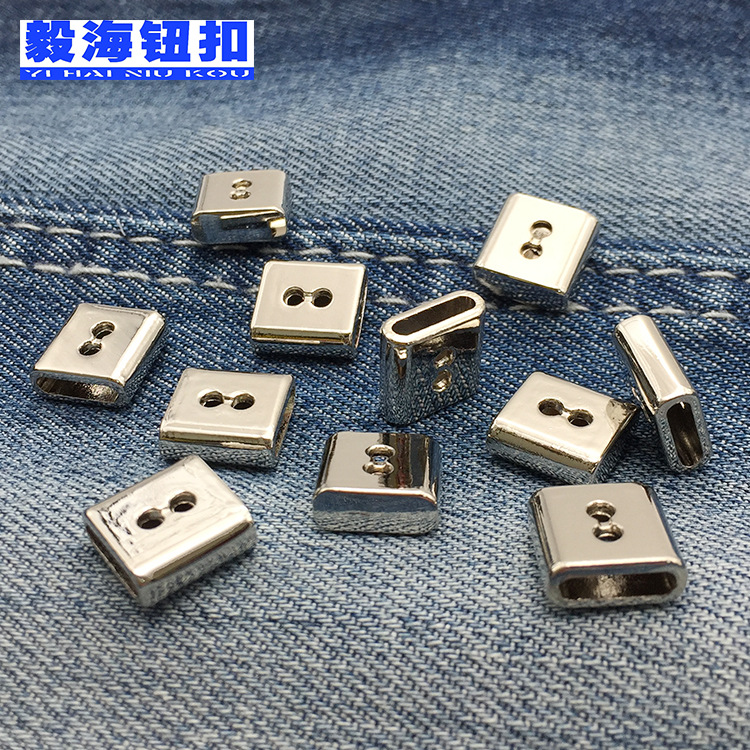 厂家现货 高档金属绳头吊钟 亮银色正方形五金头吊钟扣绳扣定做