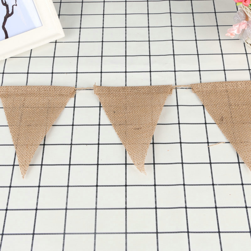 Jute Triangle Banner Plain Yellow Jute Triangle Pull Banner DIY Decoration Wedding Birthday Party Decorations 