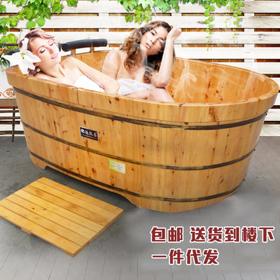 Manufactor wholesale Cedar wood Bath Cask Double bath bucket adult take a shower Mandarin Duck Beauty Sauna