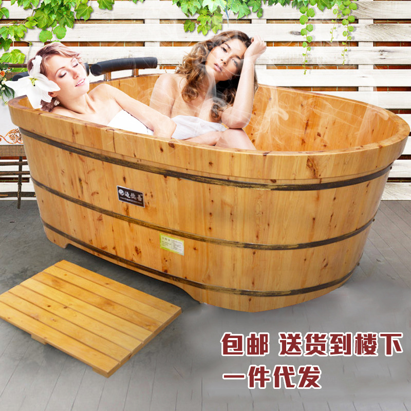 Manufactor wholesale Cedar wood Bath Cask Double bath bucket adult take a shower Mandarin Duck Beauty Sauna