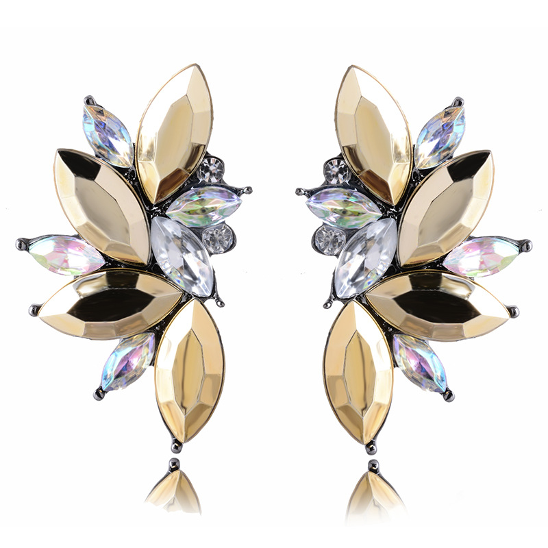 11g Weight 1 Pair Glam Geometric Alloy Inlay Artificial Crystal Resin Women's Drop Earrings