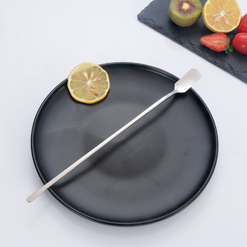 Stainless steel spoon plus long handle spoon small smoothie spoon coffee dessert stirring spoon small soup spoon spoon