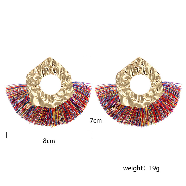 19g Weight Earrings Classification Birthday, Festival Occasion Women'S Gender Retro Style Rose Red, Pink, Red, Blue, Yellow, Black Color Fan-shaped Long Simple All-match Retro Tassel Earrings 无