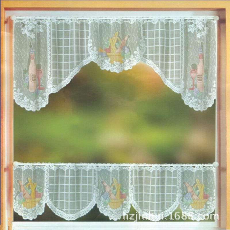 Customized modern simple lace C- shaped coffee curtain window half curtain half blackout curtain