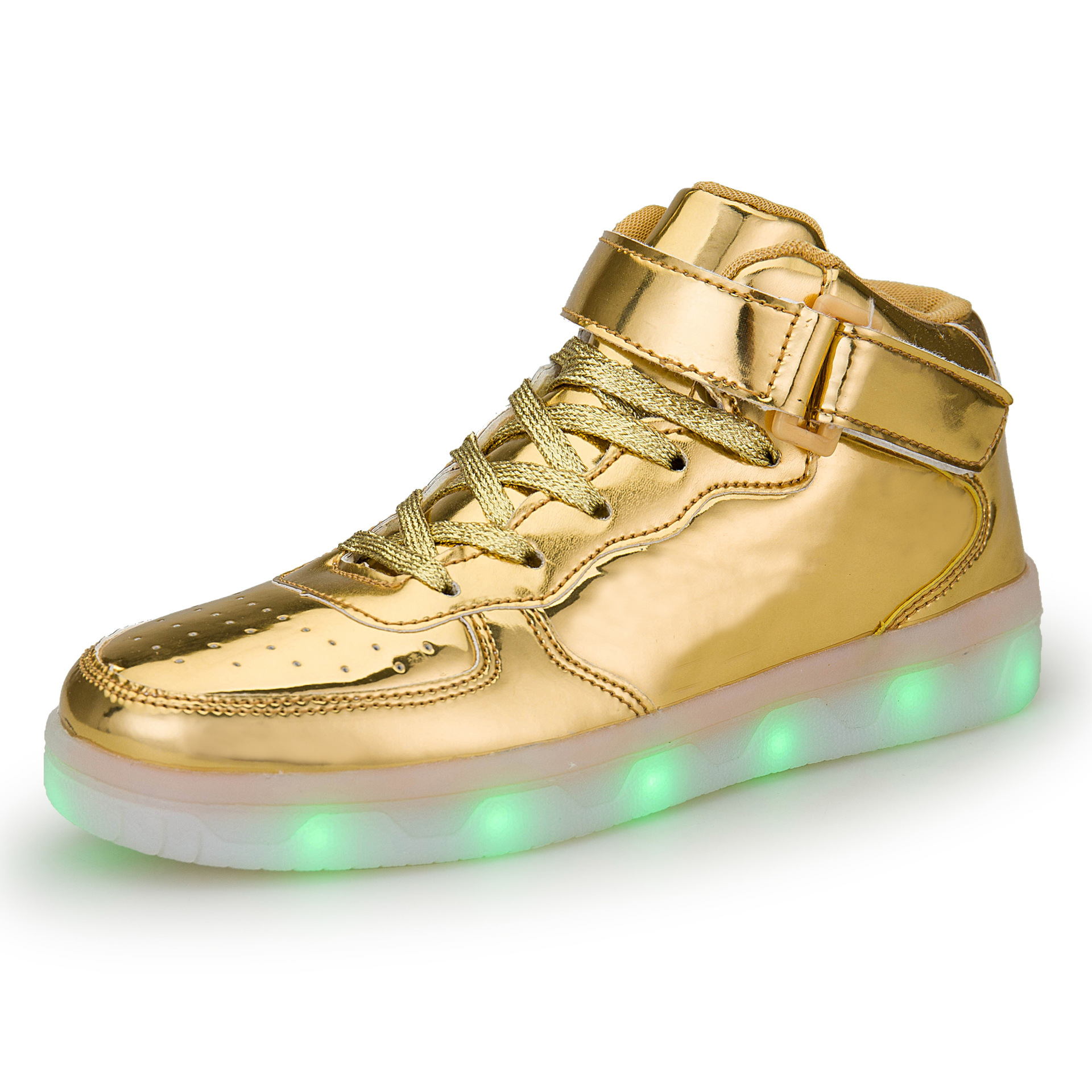 跨境爆品高帮灯鞋 韩版情侣板鞋  LED发光鞋  厂家直销