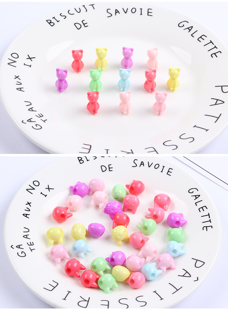 Spring-colored handmade beaded cartoon animal style straight-hole irregular-shaped beads diy children's educational toy beads accessories detail image 7