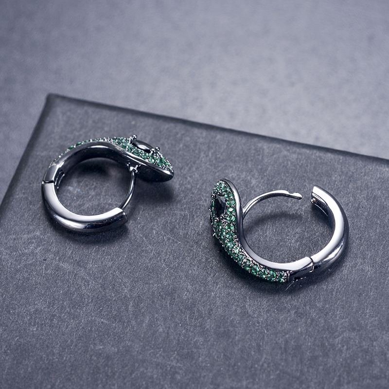 15g Weight Earrings Classification Housewarming, Anniversary, Business, Wedding, Travel, Birthday, Festival Occasion Copper Material Women'S Gender Plating Design Fashion Style Green, Gold, Silver Color New Snake-shaped Earrings With Delicate Zircon Earrings 5