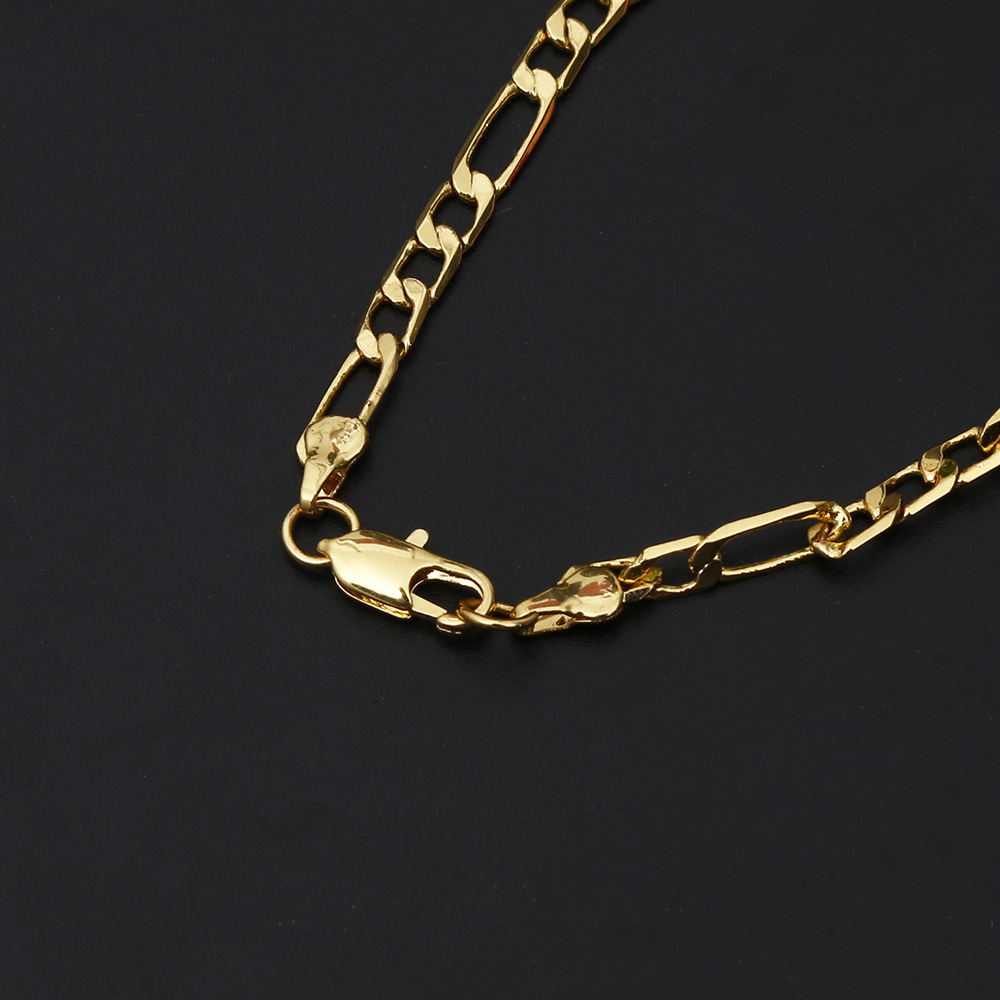 A straight 4mm wide 3-room 1 side with a gold-plated necklace_voghion.com