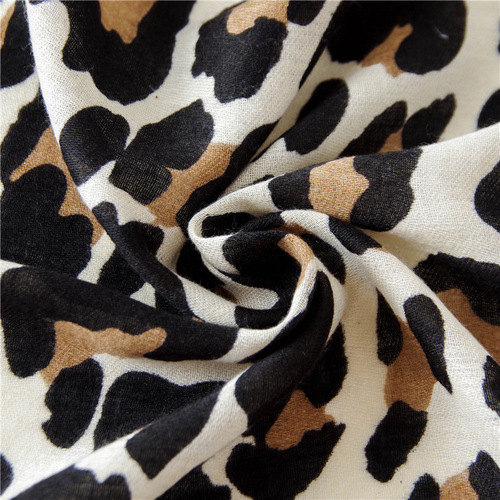 European and American classic fashion leopard print scarf spring, autumn and winter long versatile women's Korean version cotton and linen silk scarf dual-purpose shawl