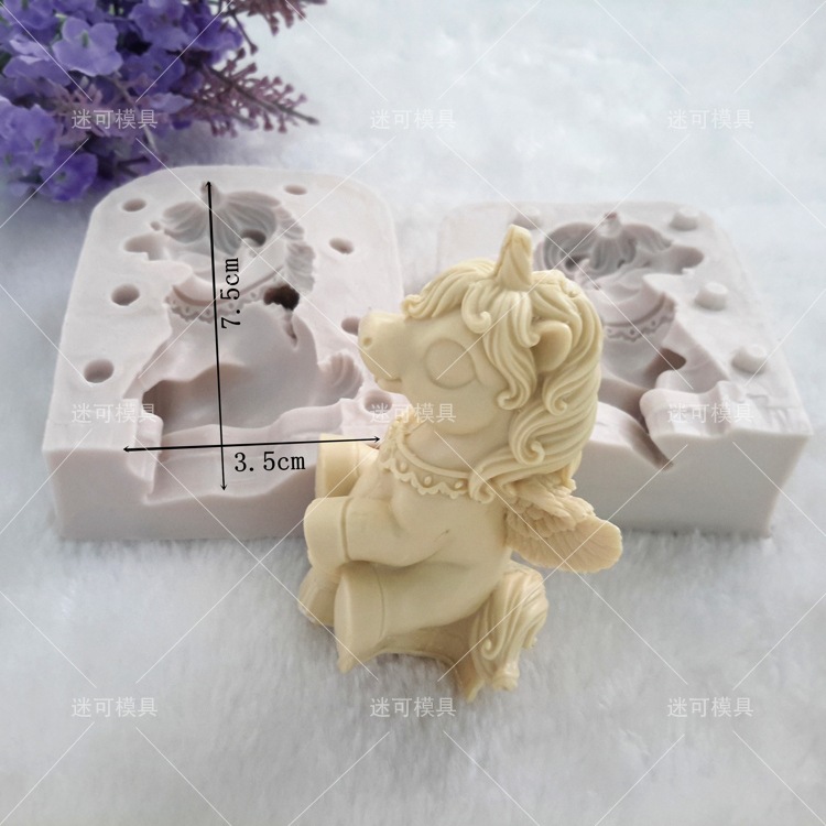 Unicornio forma fondant cake herramienta para hornear 3D 3D DIY jabón hecho a mano molde de silicona herramienta para hornear