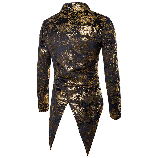 Gold-stamped Apparel Swallow-tail Evening Dress Men’s Turn-coll